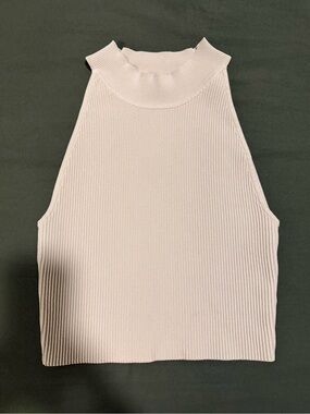 Aritzia Babaton Sculpt Knit Mock Neck Cropped Halter Top